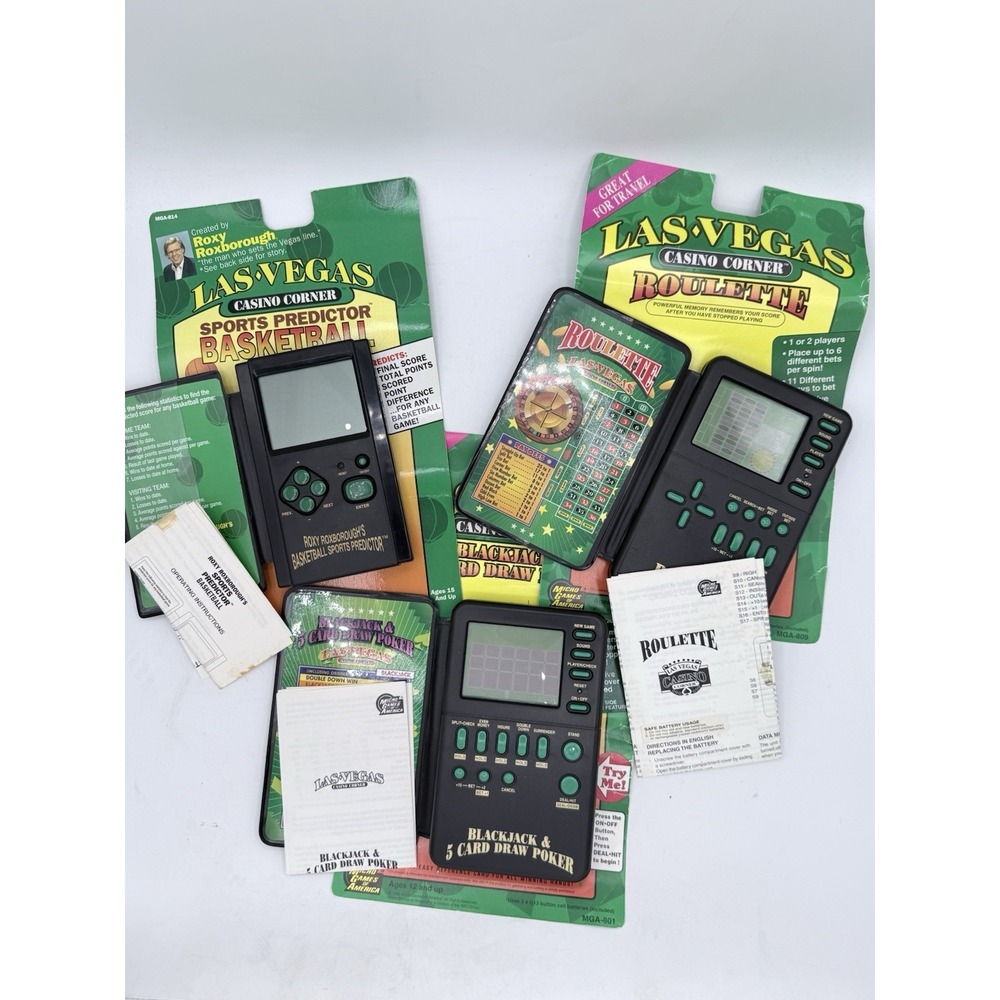 Vtg MGA Las Vegas Casino Corner Handheld Game Lot 94-95 Blackjack Roulette